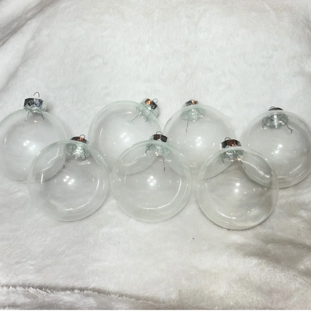 Clear Glass Ball Ornaments DIY Fillable Set of 7 Christmas Round Clear